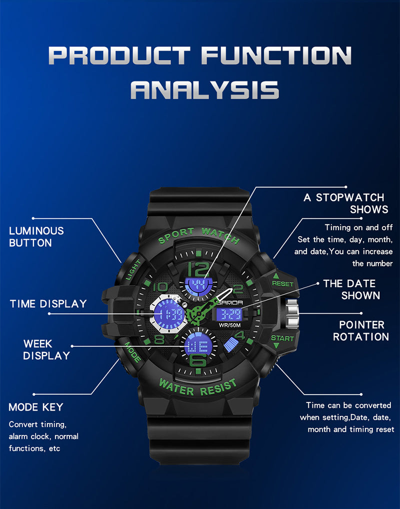 Digital and Analog Sports Watch