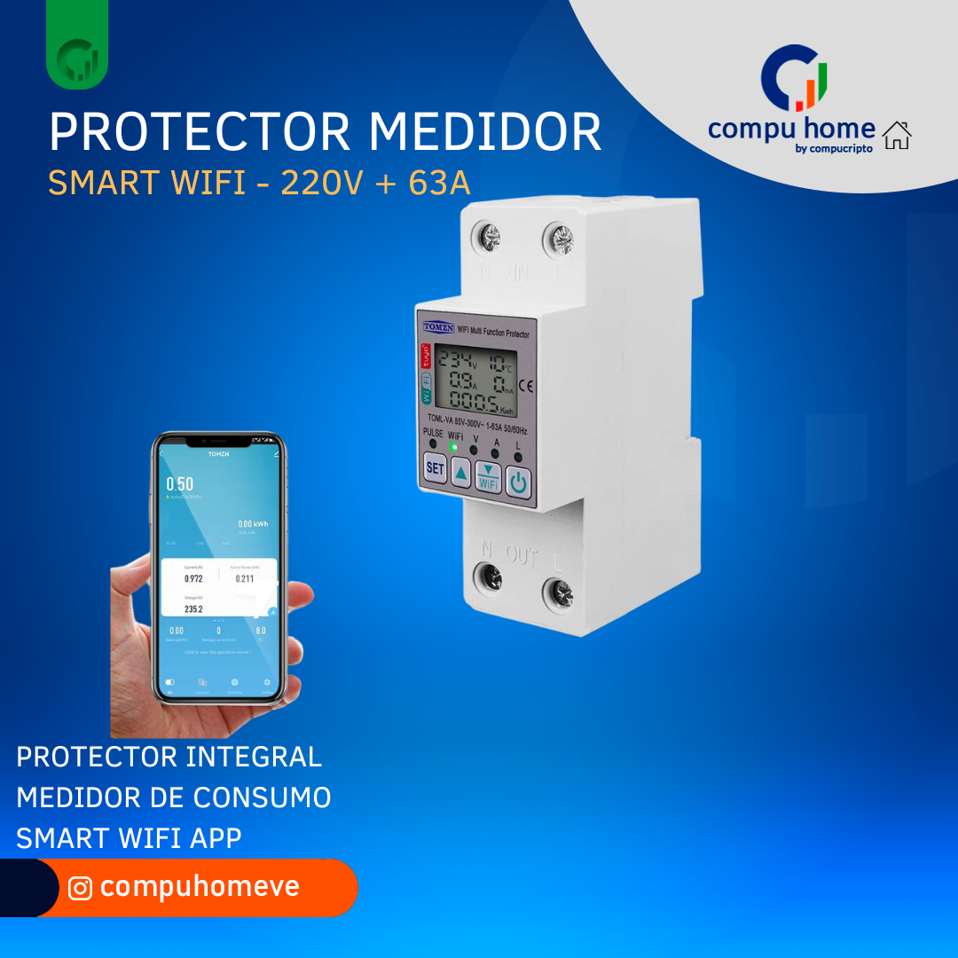 Protector Integral Smart Wifi Bifasico 110V 220V 63A