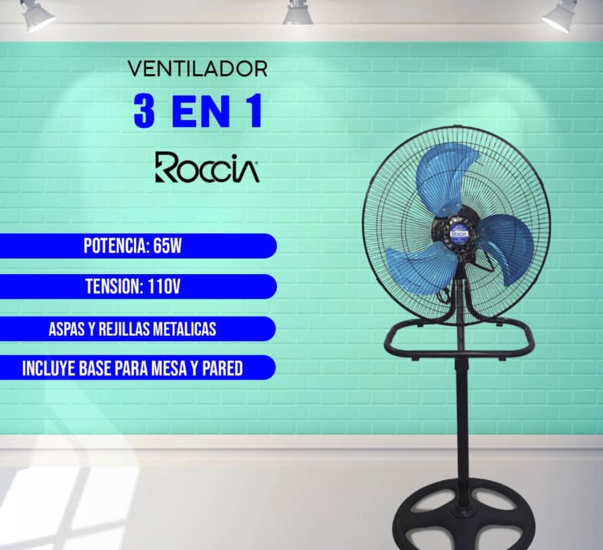 Ventilador 3 En 1 Silencioso 18 Pulgada Pedestal Mesa Pared