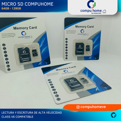 Memoria MicroSD 64GB 128GB con Adaptador SD