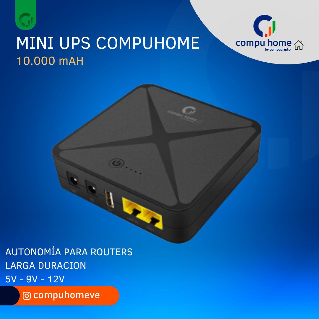 Mini UPS Router Fibra Optica 10000 mAH 5V 9V 12V PoE