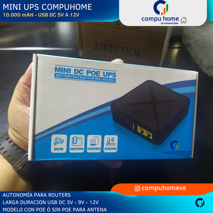 Mini UPS Router Fibra Optica 10000 mAH 5V 9V 12V PoE