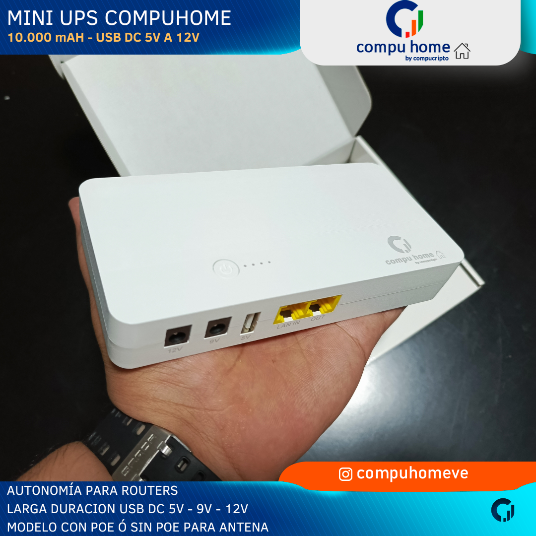 Mini UPS Router Fibra Optica 12000 mAH 5V 9V 12V PoE