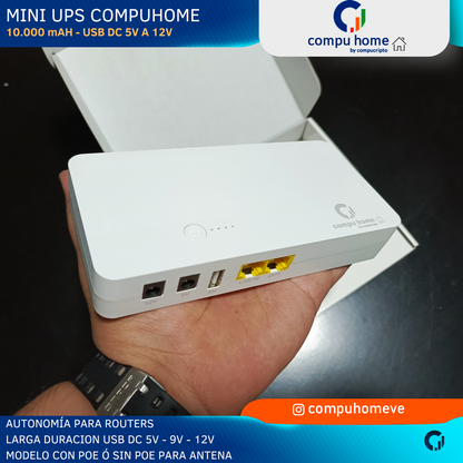 Mini UPS Router Fibra Optica 12000 mAH 5V 9V 12V PoE