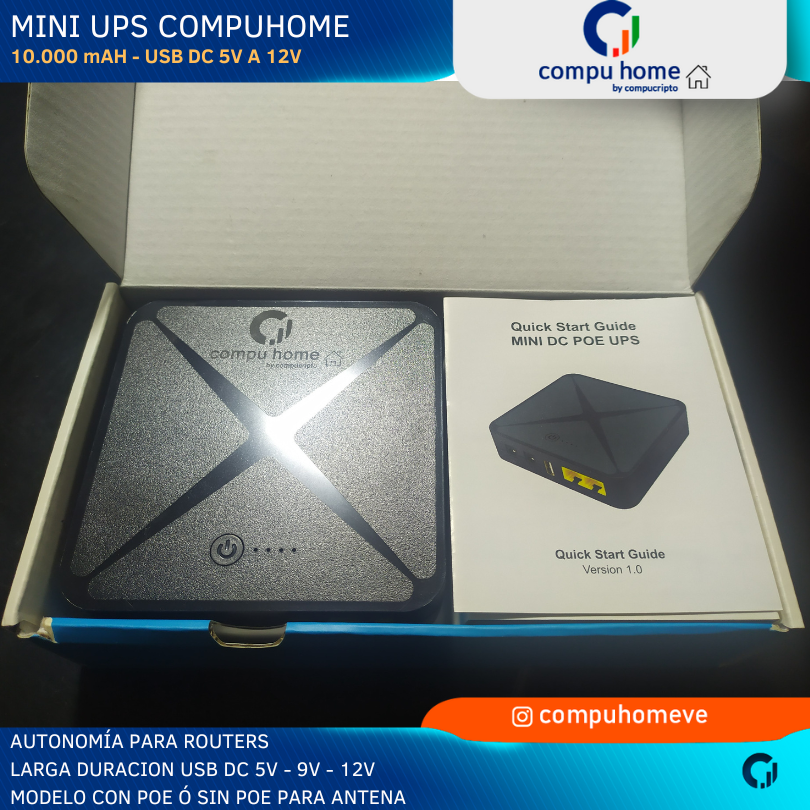 Mini UPS Router Fibra Optica 10000 mAH 5V 9V 12V PoE