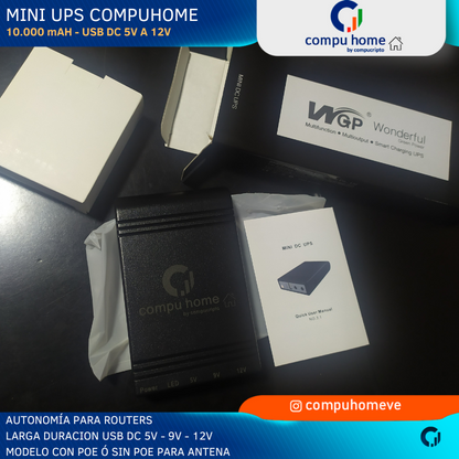 Mini UPS Router Fibra Optica 10000 mAH 5V 9V 12V