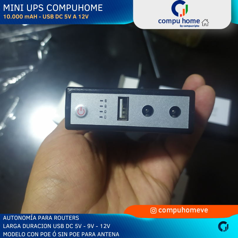 Mini UPS Router Fibra Optica 10000 mAH 5V 9V 12V