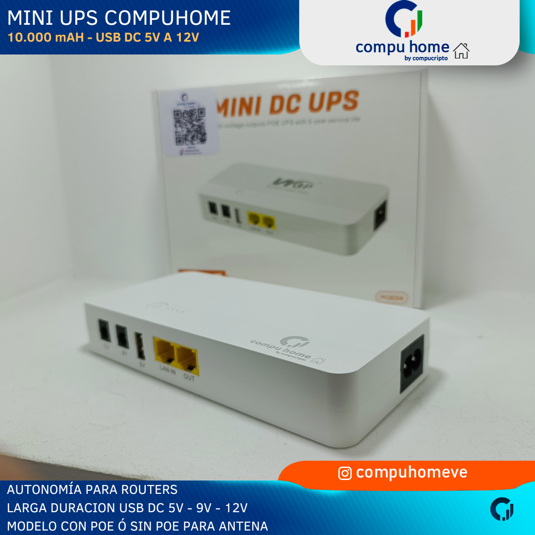 Mini UPS Router Fibra Optica 12000 mAH 5V 9V 12V PoE