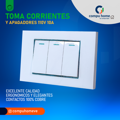 Toma Corriente Electrico Apagador Interruptor Premium de Lujo Resistente