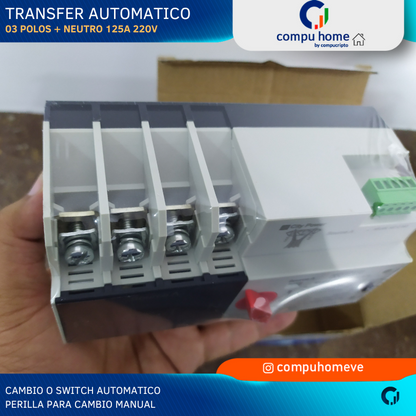 Transfer Switch para Planta Electrica 4 Polos 220V 125A Automatico y Manual