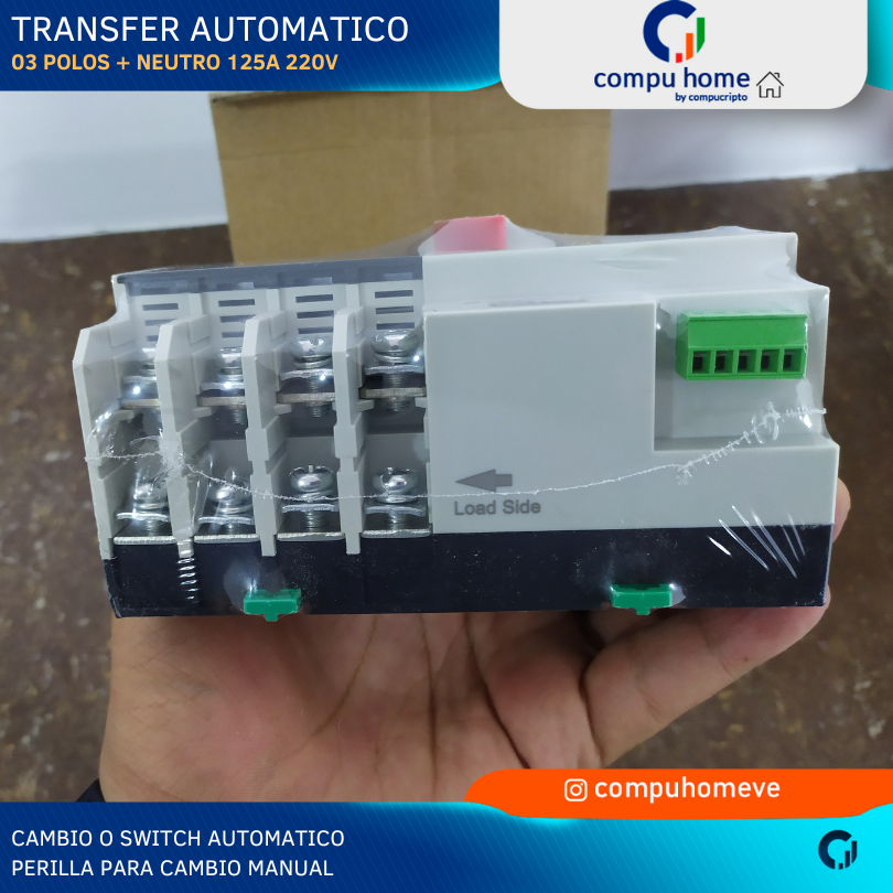 Transfer Switch para Planta Electrica 4 Polos 220V 125A Automatico y Manual