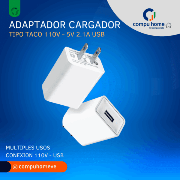 🔌⚡cargador usb 2.1a tipo taco: compacto, universal 100 240v ✅