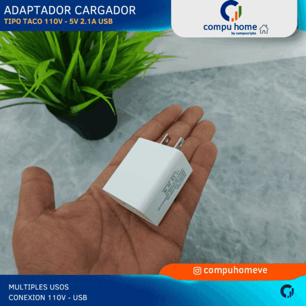 🔌⚡cargador usb 2.1a tipo taco: compacto, universal 100 240v ✅