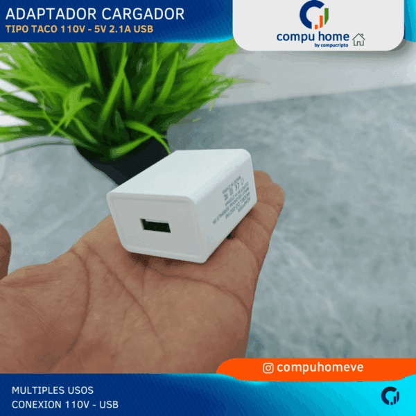 🔌⚡cargador usb 2.1a tipo taco: compacto, universal 100 240v ✅