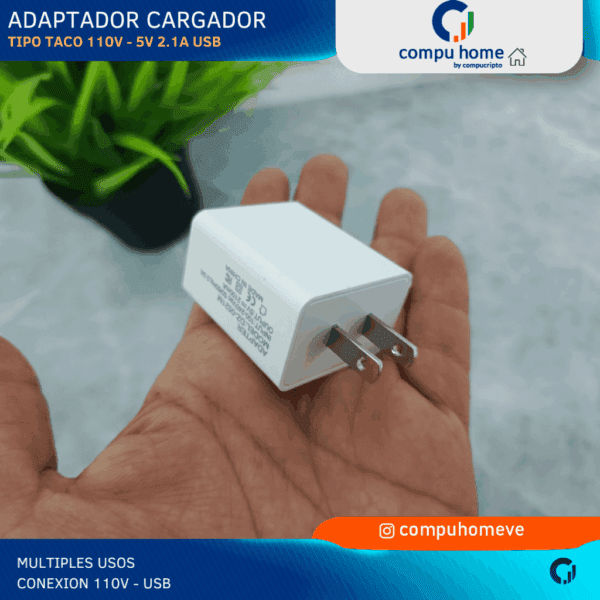 🔌⚡cargador usb 2.1a tipo taco: compacto, universal 100 240v ✅