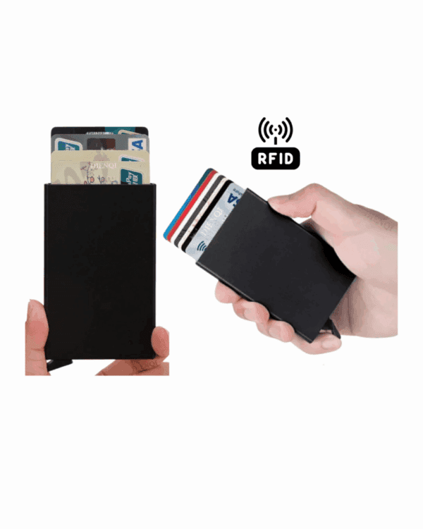 🔒💳 billetera tarjetero metal rfid: anti robo, compacta hasta 8 tarjetas 🛡️