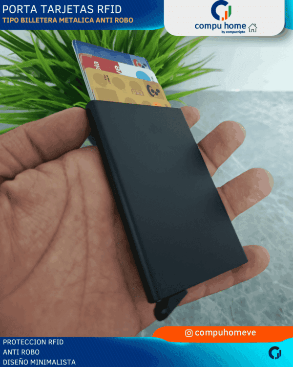 🔒💳 billetera tarjetero metal rfid: anti robo, compacta hasta 8 tarjetas 🛡️