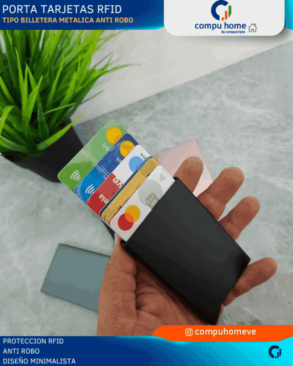 🔒💳 billetera tarjetero metal rfid: anti robo, compacta hasta 8 tarjetas 🛡️