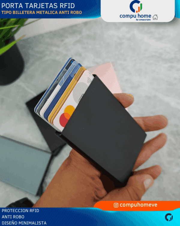 🔒💳 billetera tarjetero metal rfid: anti robo, compacta hasta 8 tarjetas 🛡️