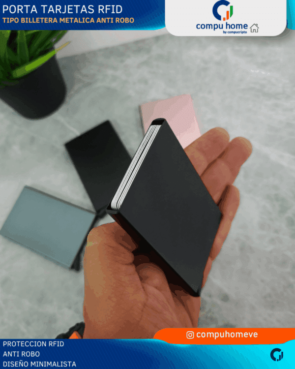 🔒💳 billetera tarjetero metal rfid: anti robo, compacta hasta 8 tarjetas 🛡️