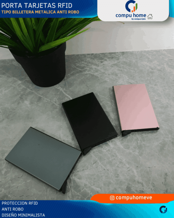 🔒💳 billetera tarjetero metal rfid: anti robo, compacta hasta 8 tarjetas 🛡️
