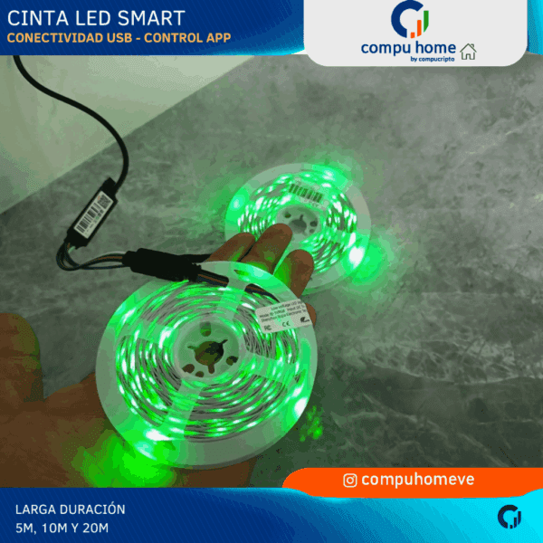 💡📱cinta led smart usb(10m/15m/20m): control app, fácil de instalar, 1 año garantía🌈 ✅