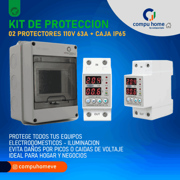 ⚡️protector bifásico 63a ip66: 24 meses garantía, ajustable ⚙️