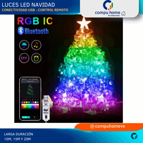 🎄✨luces de navidad led smart: 10, 15 o 20 metros, control app, 24 meses garantía ✨