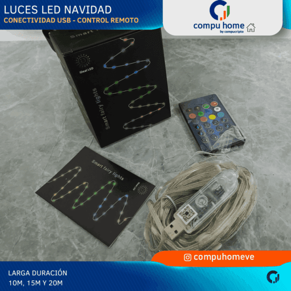 🎄✨luces de navidad led smart: 10, 15 o 20 metros, control app, 24 meses garantía ✨
