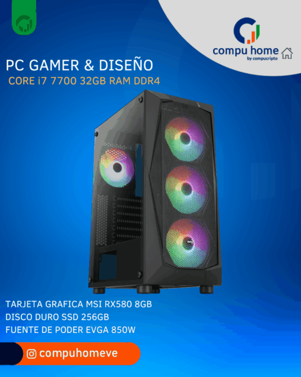 💻🔥 pc gamer profesional core i7 7700 / rx 580 (8gb): 32gb ram, verificado y 12 meses de garantía 🛡️