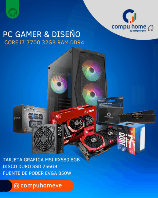 💻🔥 pc gamer profesional core i7 7700 / rx 580 (8gb): 32gb ram, verificado y 12 meses de garantía 🛡️