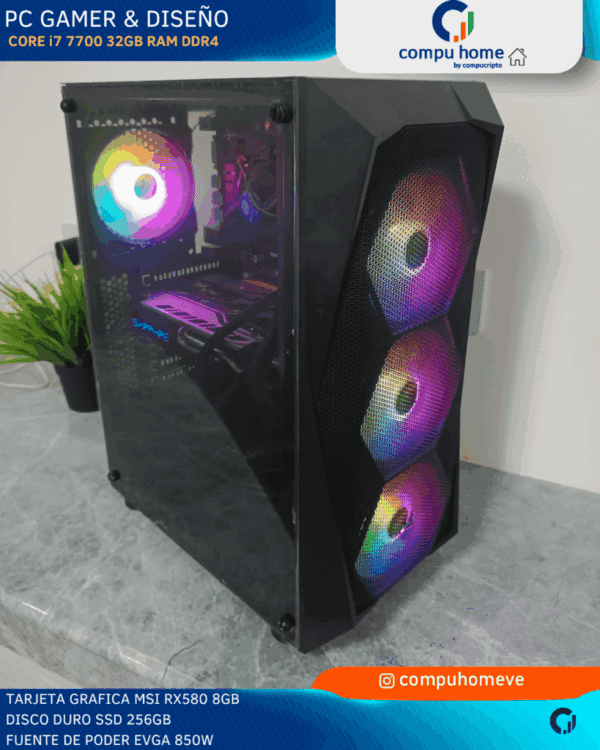 💻🔥 pc gamer profesional core i7 7700 / rx 580 (8gb): 32gb ram, verificado y 12 meses de garantía 🛡️