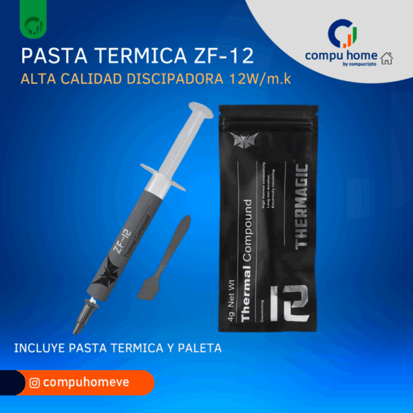 ❄️💻 pasta térmica profesional zf 12 (4g): 12 w/mk certificada, alta disipación para cpu, gpu y consolas 🚀