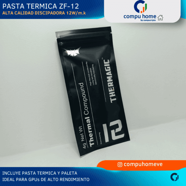 ❄️💻 pasta térmica profesional zf 12 (4g): 12 w/mk certificada, alta disipación para cpu, gpu y consolas 🚀
