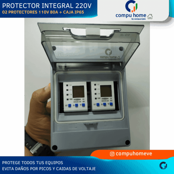 ⚡️🛡️protector integral bifásico 220v (2x110v 80a): doble defensa y 24 meses de garantía 🏡