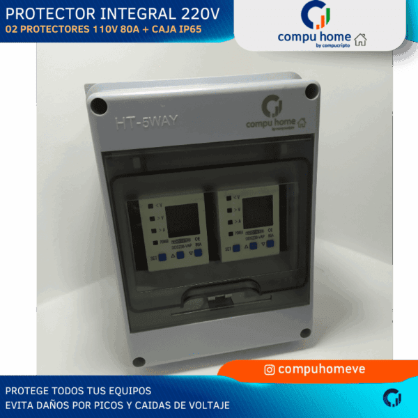 ⚡️🛡️protector integral bifásico 220v (2x110v 80a): doble defensa y 24 meses de garantía 🏡