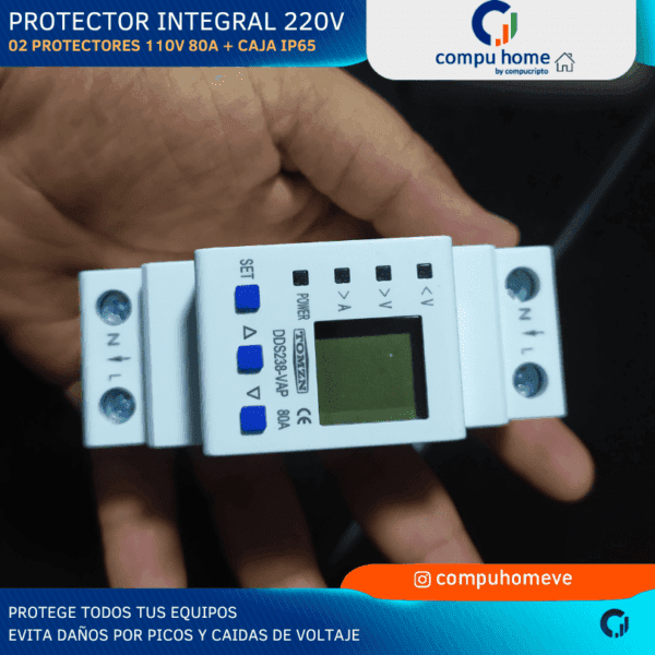 ⚡️🛡️protector integral bifásico 220v (2x110v 80a): doble defensa y 24 meses de garantía 🏡