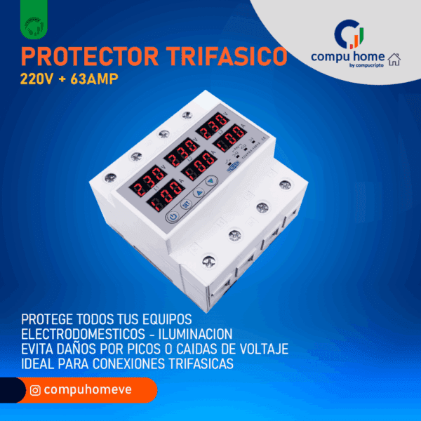 ⚡️🔌protector trifásico 63a y 100a: ajustable, 110v/220v, negocios o viviendas ⚙️