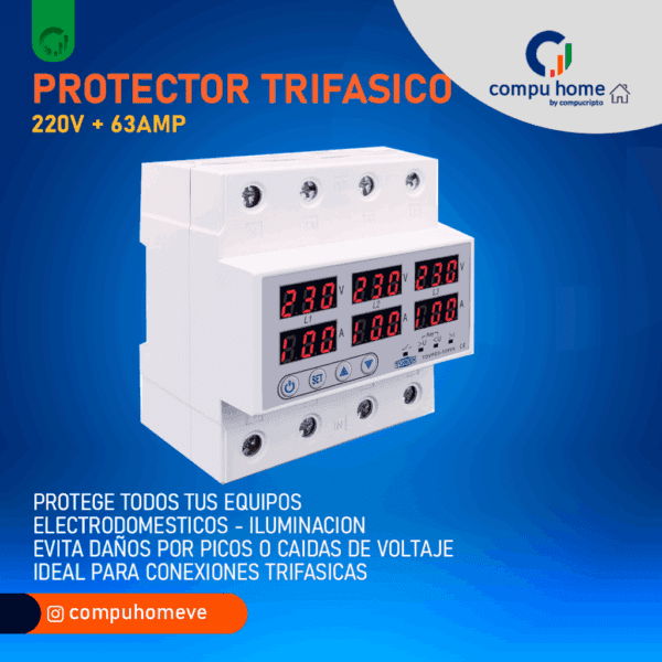 ⚡️🔌protector trifásico 63a y 100a: ajustable, 110v/220v, negocios o viviendas ⚙️