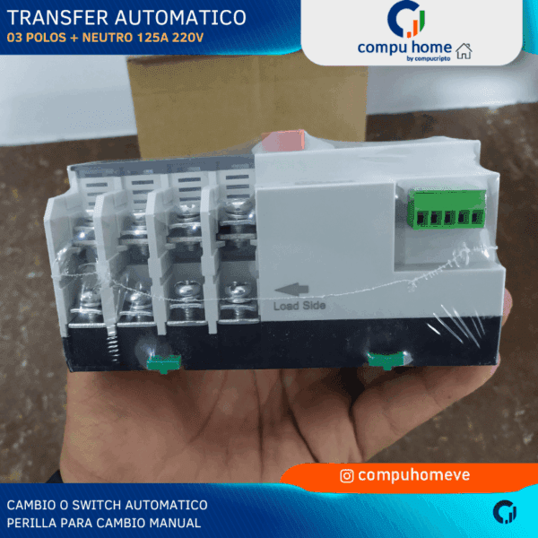 ⚡️⚙️transfer automático 125a 4p: 220v mono/bi/tri, 1 año garantía ✅