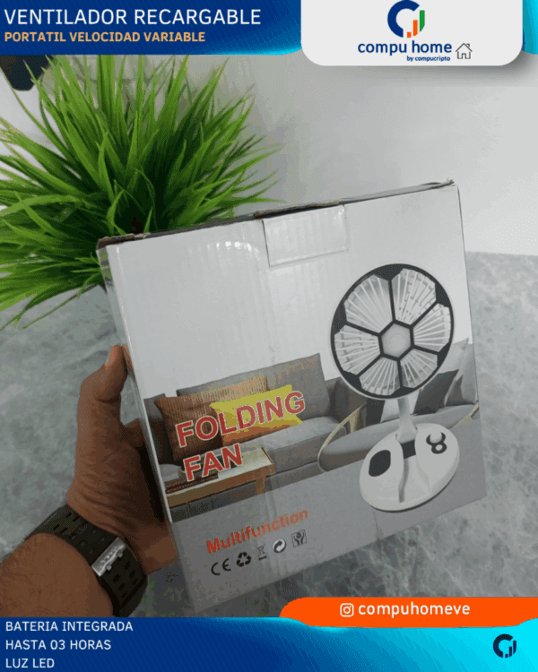 🌬️💡ventilador recargable mesa: luz led, 4h batería, silencioso ✅